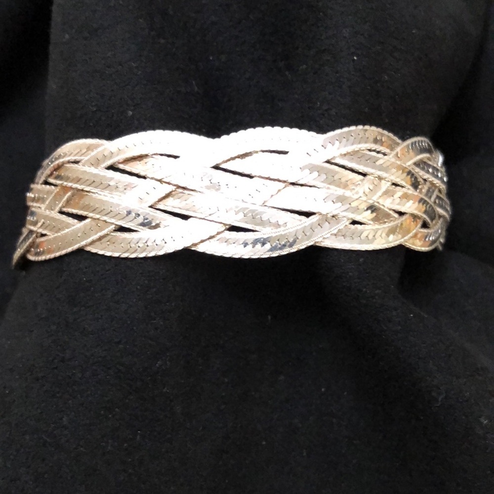 Sterling Silver Braided Herringbone Bracelet